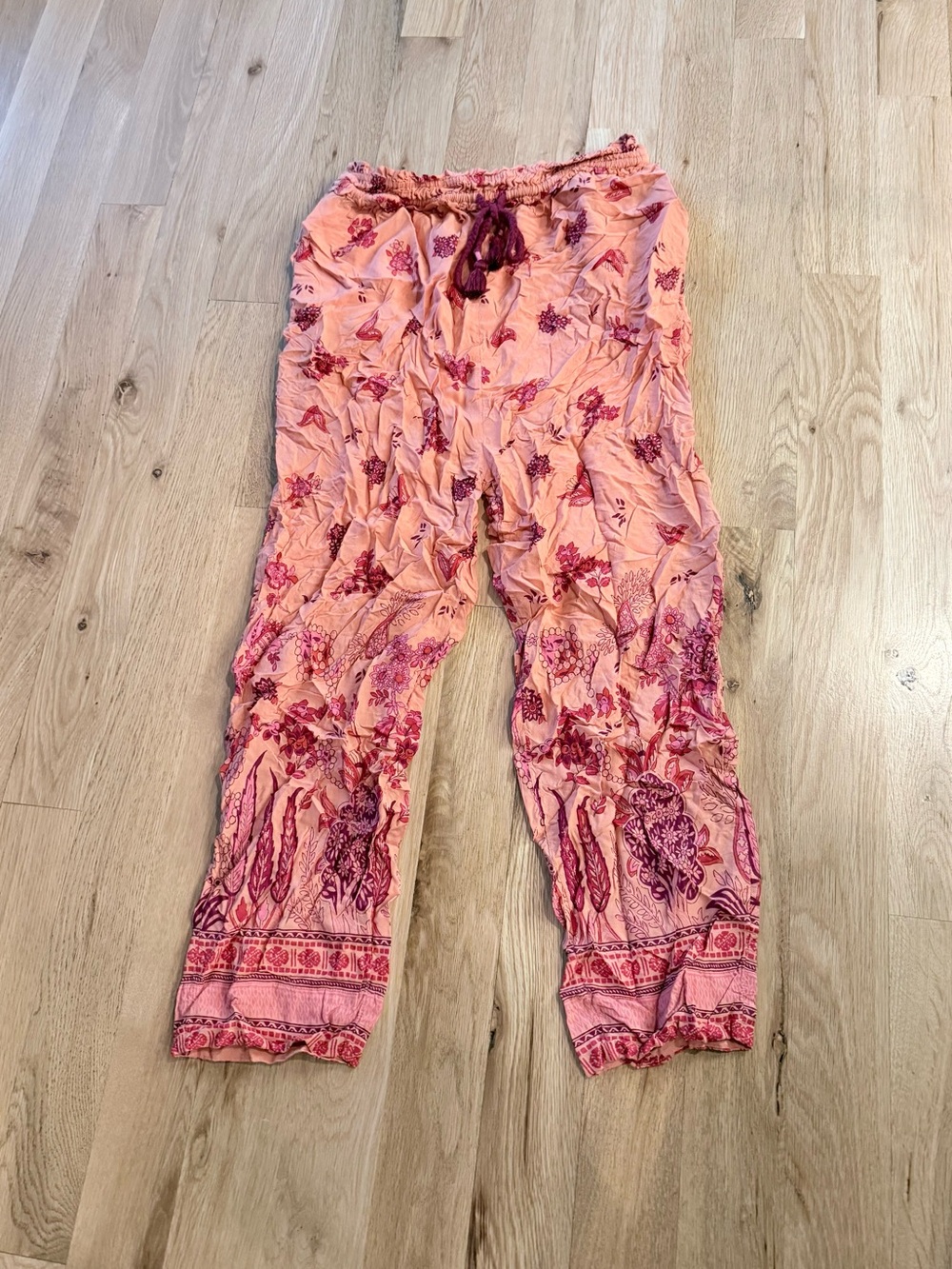Anthropologie Women's Pink Floral Sleep Pants